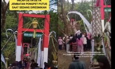 Baru Diresmikan, Jembatan Gantung Pongpet Pangandaran Ambruk
