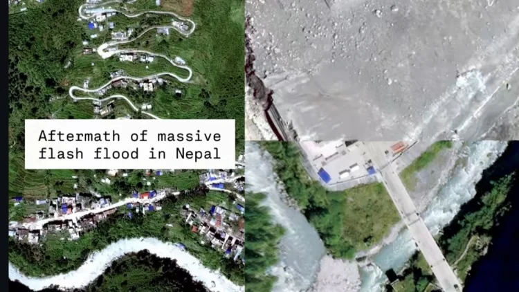Satelit Rekam Kerusakan Parah Akibat Banjir Bandang di Nepal-China