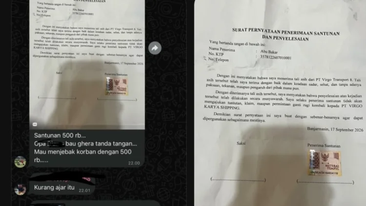 Geger Dugaan Surat 'Uang Tutup Mulut' Rp500 Ribu untuk Korban Kapal Virgo Transport 8
