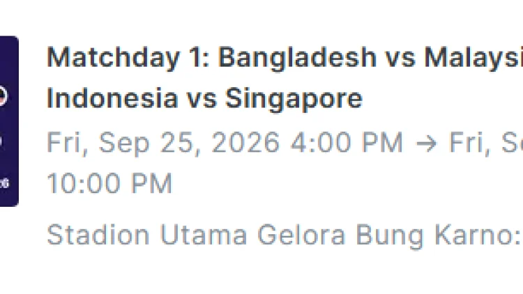 Cek Cara Beli Tiket Timnas Indonesia vs Singapura di Laga FIFA Asean Cup 2026