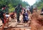 TNI-Polri Bersama Warga di Merauke Perbaiki Jalan Putus
