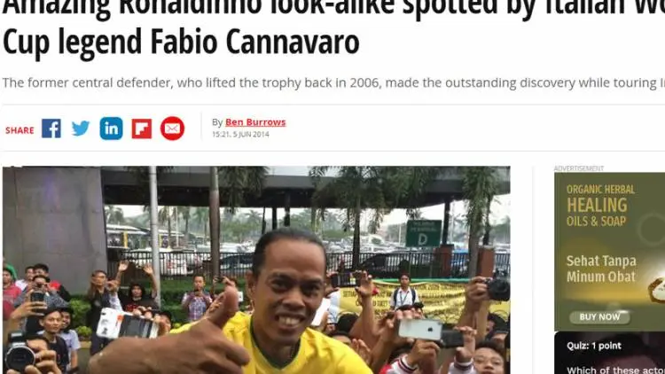 Ronaldikin, Satu-satunya Suporter Indonesia Nongol di Media Inggris
