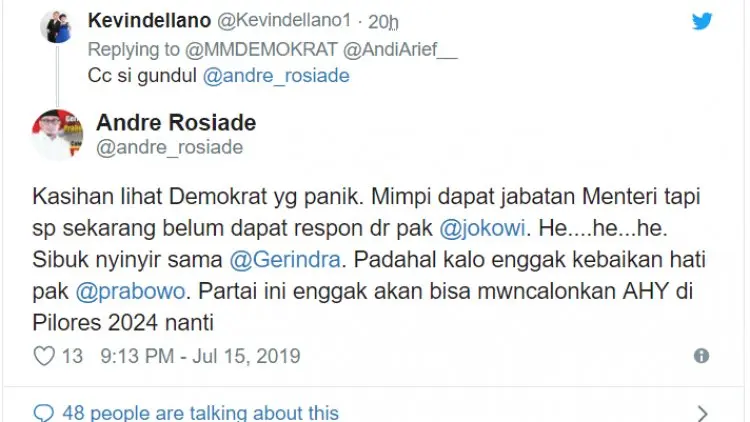 Andre Rosiade : Kasihan Lihat Demokrat Panik