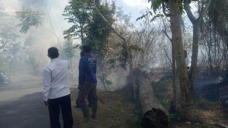 Asap Kebakaran Lahan Perhutani di Kamojang Ganggu Pengendara
