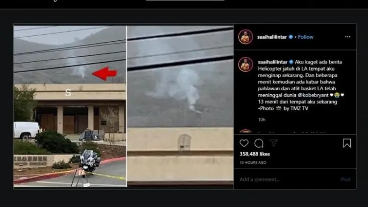 Unggah Foto Lokasi Kecelakaan Kobe Bryant, Saaih Halilintar  Kena Semprot Netizen