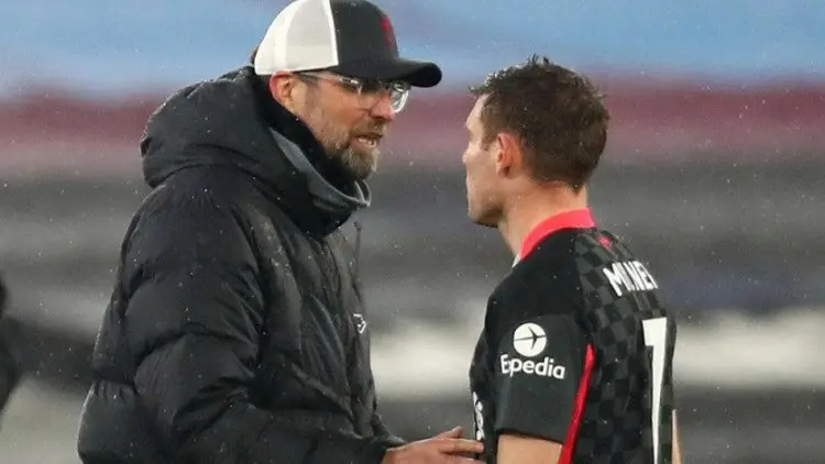 Klopp Ungkap "Perdebatan" Saat Milner Ditarik Keluar Lapangan