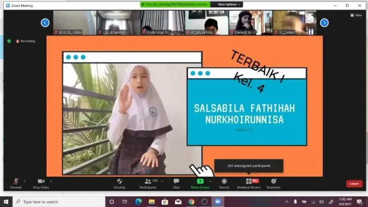 323 Siswa-Siswi SD 1 Darul Hikam Bandung Mengikuti Exibiton Eksul Virtual
