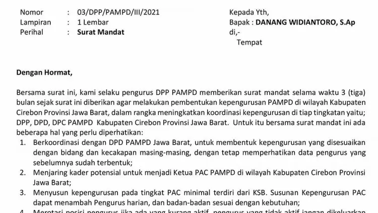 Danang Widiantoro Didapuk jadi Ketua DPC PAMPD Kabupaten Cirebon