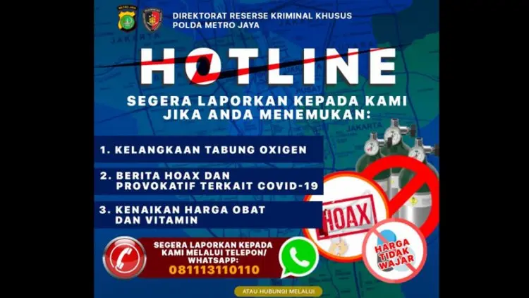 Polda Metro Buka Hotline Pengaduan Penimbunan dan Hoaks Covid-19