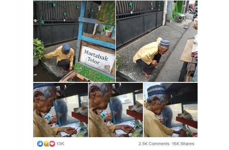 Netizen Tersentuh Lihat Postingan Kakek Jualan Martabak dengan Tangan Gemetar
