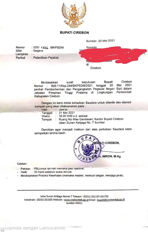 BKPSDM Tidak Dilibatkan pada Mutasi Rotasi Pemkab Cirebon Hari Ini
