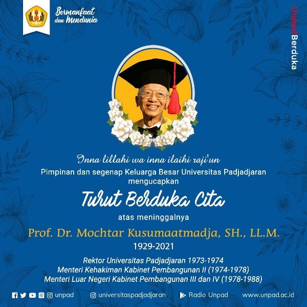 Prof Mochtar Kusumaatmadja Berpulang, Unpad Kehilangan Panutan