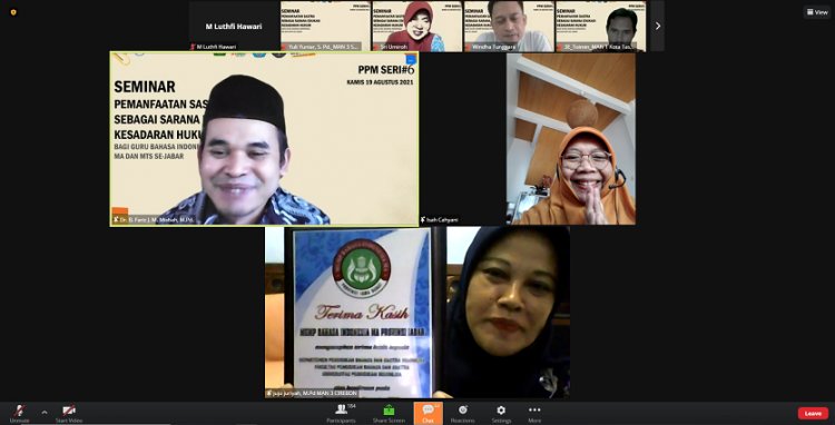 Guru Bahasa Indonesia MA dan Mts Jabar Ikuti Webdinar Edukasi Sadar Hukum